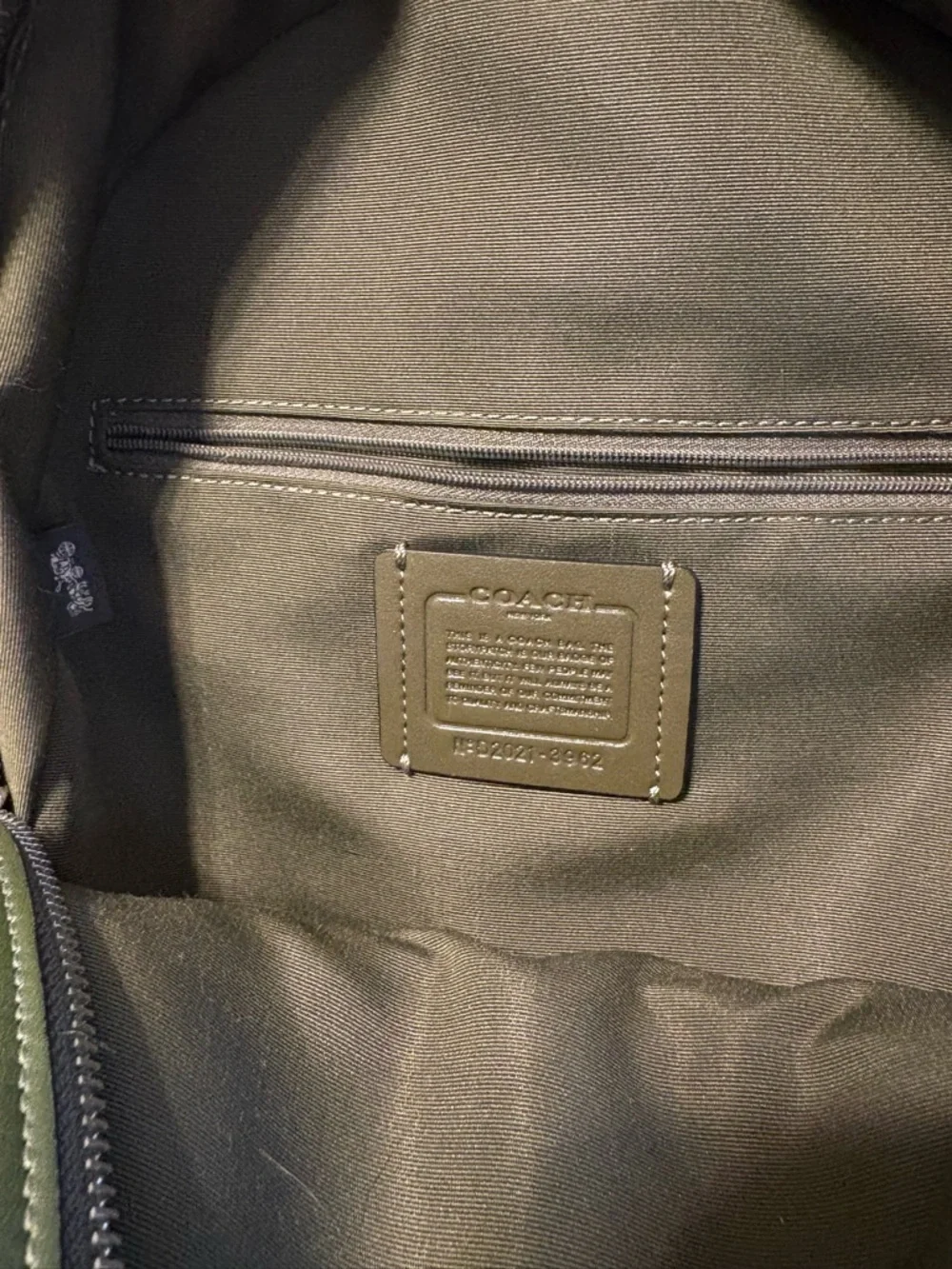 Coach Olive Green Canvas Backpack with Interior Zip Pocket - Picture 2 of 5